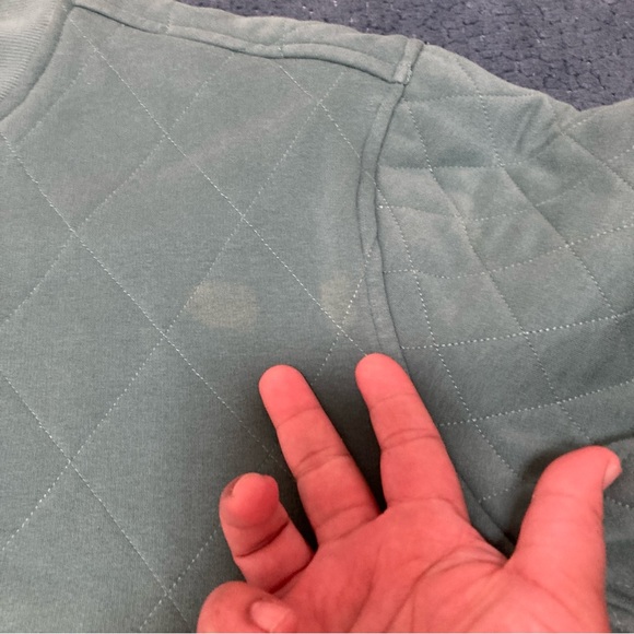 Athleta Women Jacket M Retroplush Bomber Jacket Teal Full Zip Up Quilted Green - Picture 16 of 16